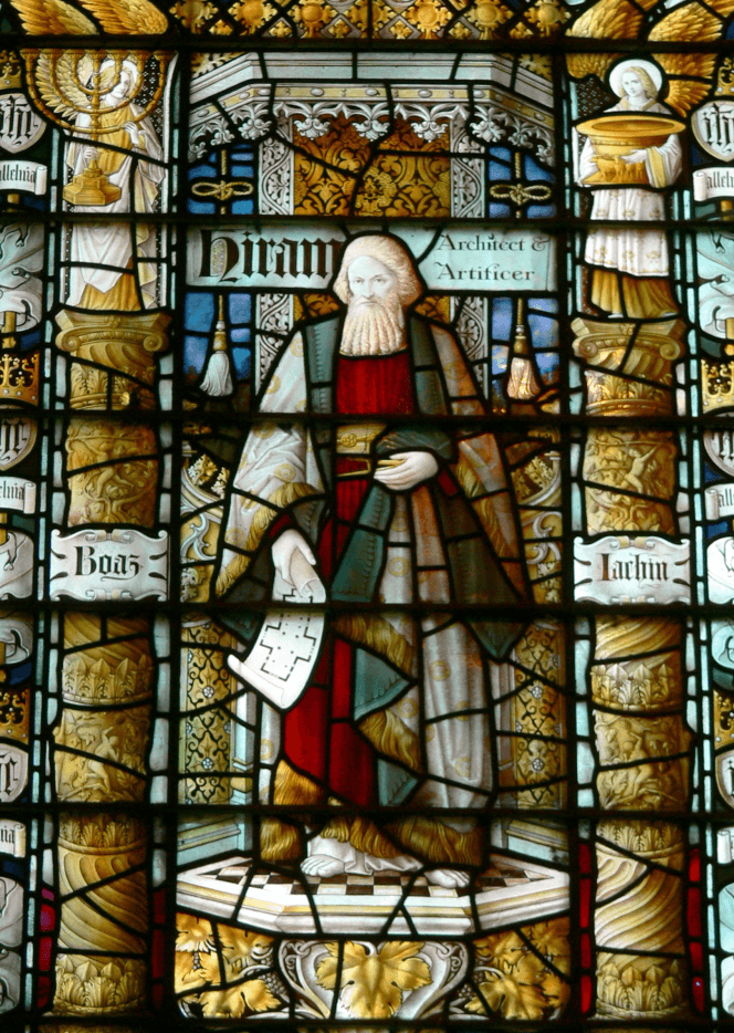 A stained glass window from St John's Church, Chester